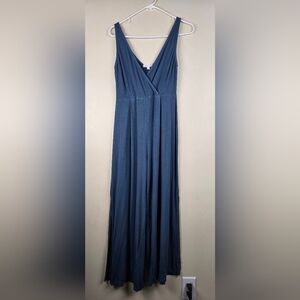 Don't Ask Why Blue Jumpsuit V-Neck Front And Back Slit On Both Legs Size S/M